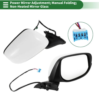 Right Side Door Mirror Replacement for Honda Fit (2009-2014) Manual Folding White