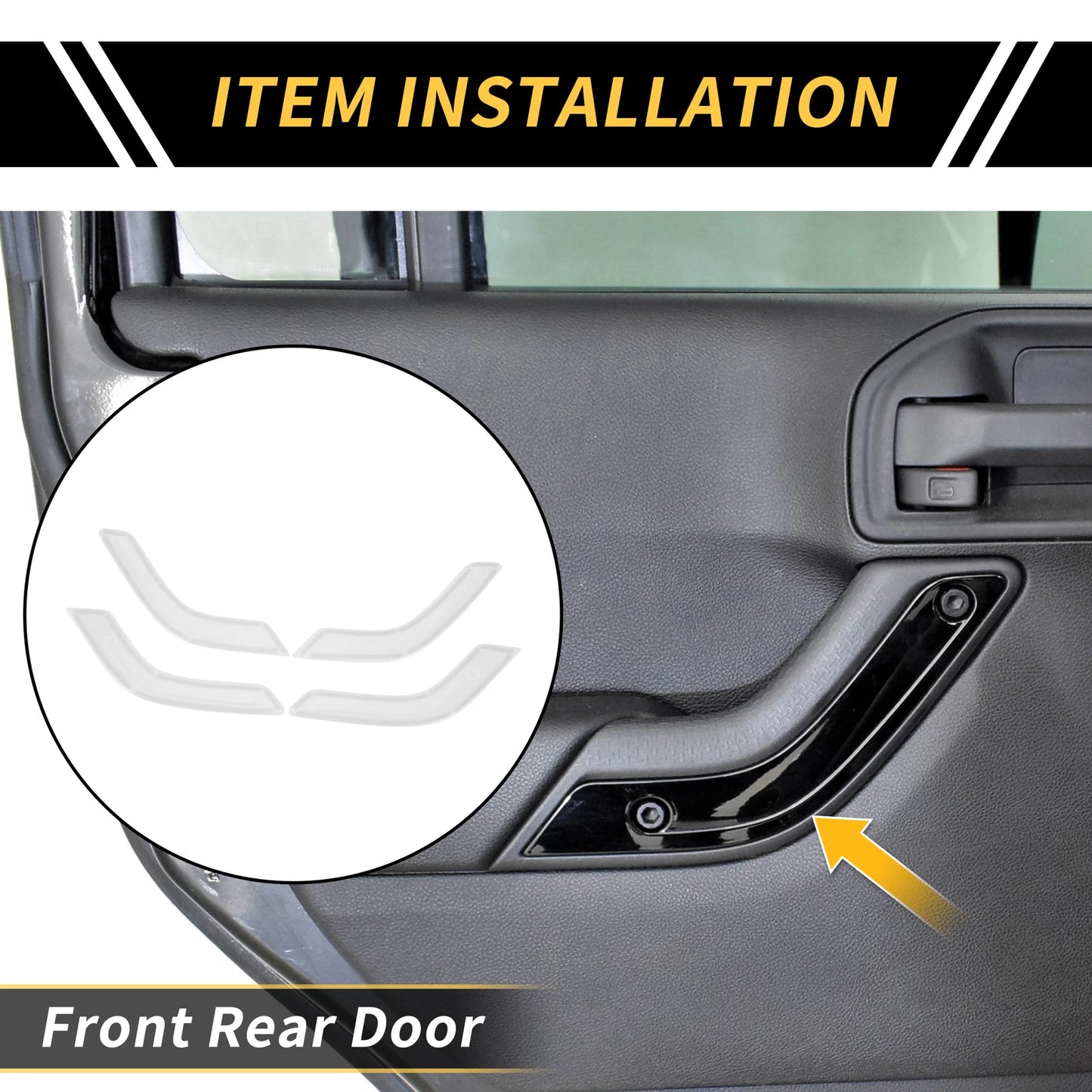 White Front Rear Door Handle Panel Bezel Cover Trims for Jeep Wrangler (2007-2023)
