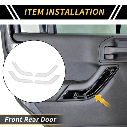 White Front Rear Door Handle Panel Bezel Cover Trims for Jeep Wrangler (2007-2023)
