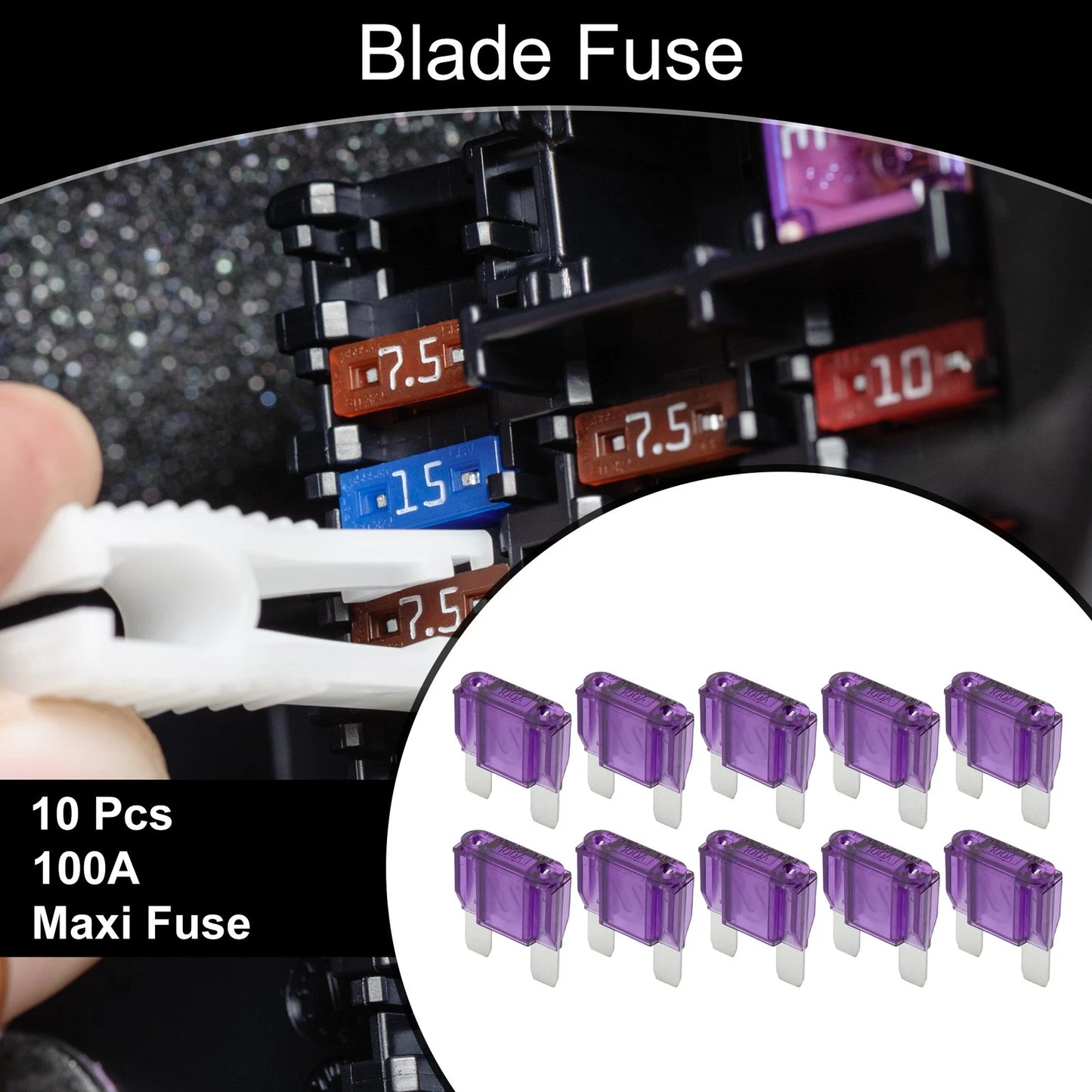 Blade Fuse 100A Maxi for Car Boat Truck RV Motorcycle Purple 10 Pcs