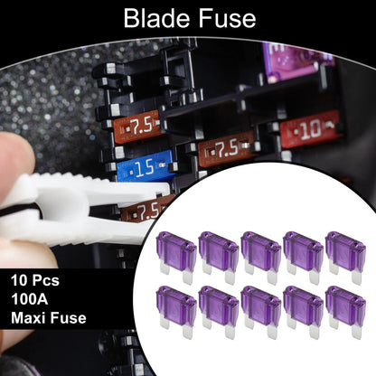Blade Fuse 100A Maxi for Car Boat Truck RV Motorcycle Purple 10 Pcs