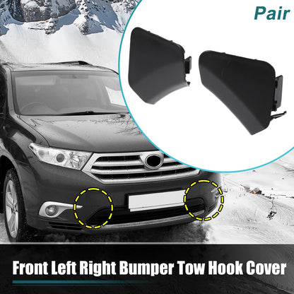 Pair Car Unpainted Front Bumper Tow Hook Cover for Toyota Highlander Black