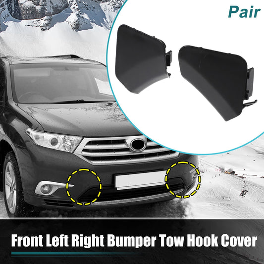 Pair Car Unpainted Front Bumper Tow Hook Cover for Toyota Highlander Black