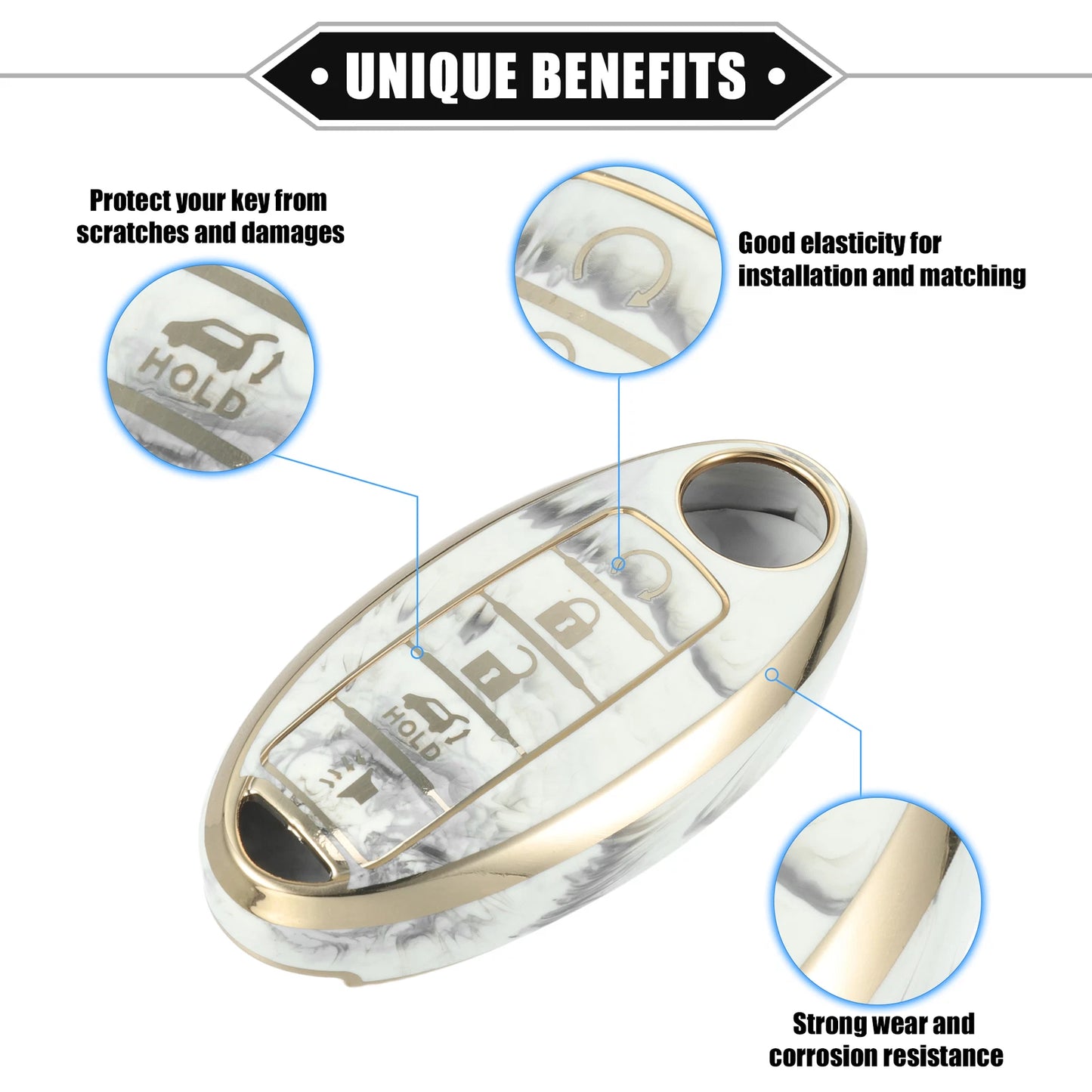 5 x Button Smart Key Fob Cover for Nissan Altima, Maxima, Infiniti (2013-2023)
