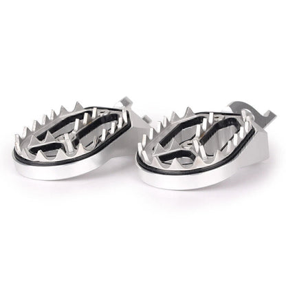 Silver Shark Teeth Racing Foot Pegs for Kawasaki KX250 KX450 (2008-2015)