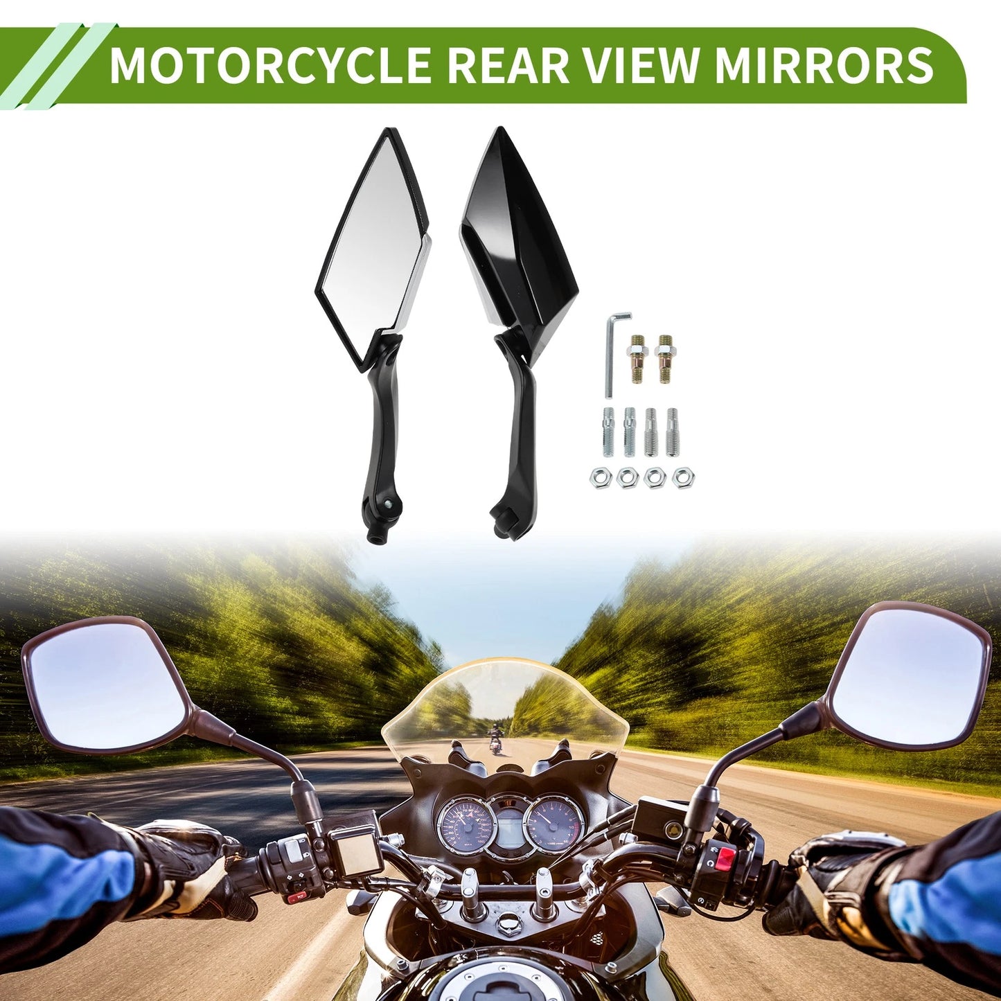 M8/M10 Rear View Mirrors 1 Set for Motorcycle