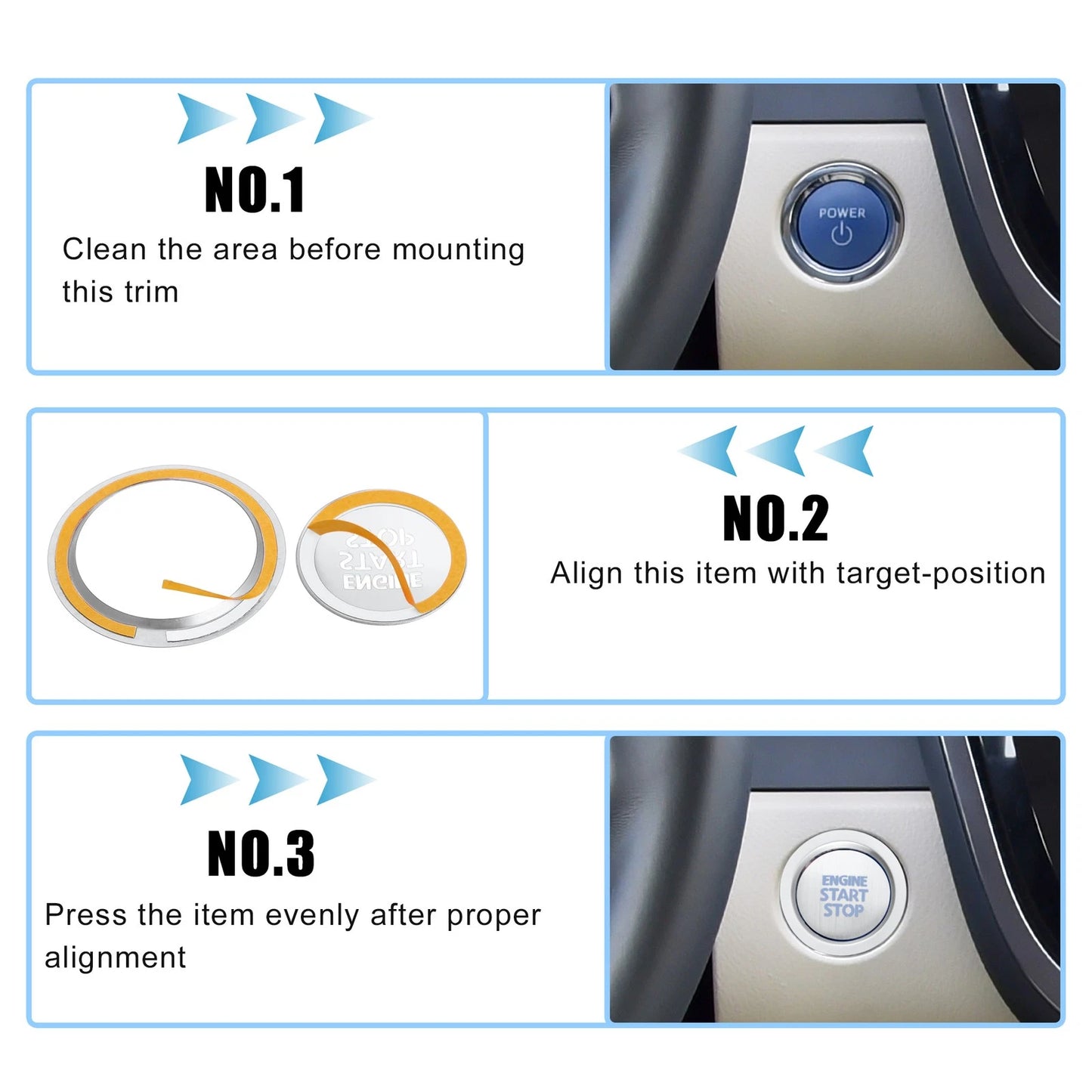 Car One Click Start Button Cover for Toyota Corolla Cross (2022-2023)