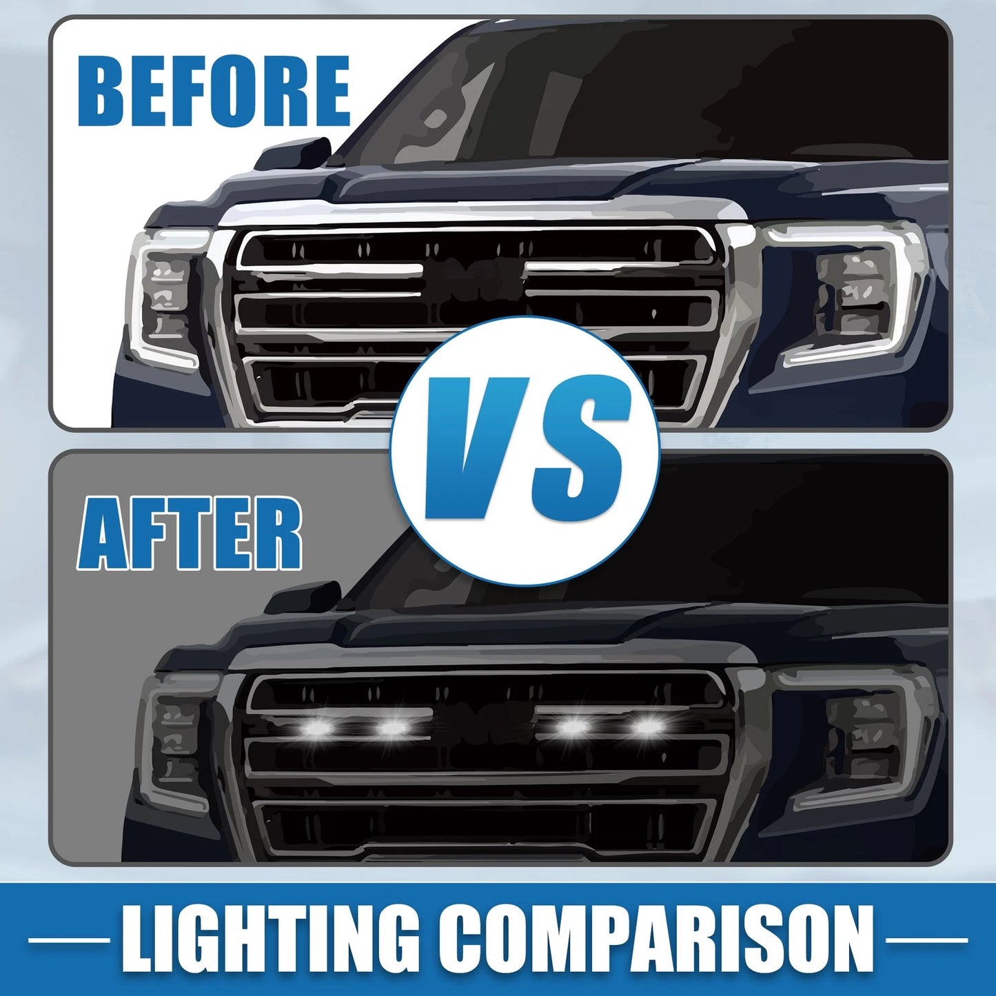 Front Grille Lights Set White LED Black for Toyota Tacoma TRD PRO (2016–2022)