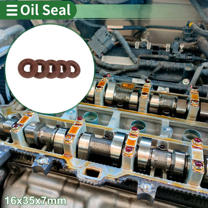 Oil Seal FKM Rubber 16x35x7mm Brown 5 Pcs