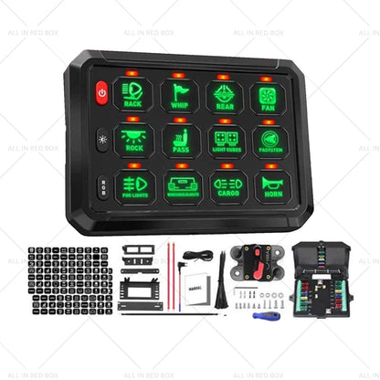 Smart RGB 12 Gang Switch Panel for Polaris RZR Jeep SUV Boat Truck