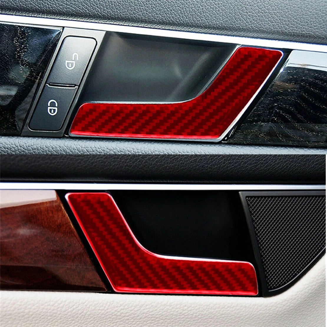 Carbon Fiber Inner Door Handle Cover Trim for Benz C Class W204 (2007-2013)