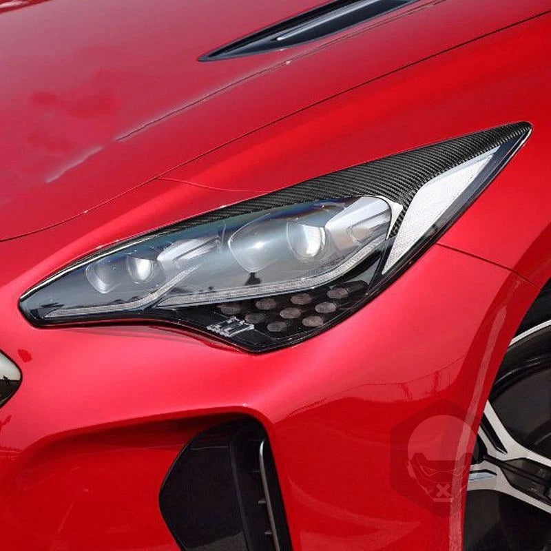 Real Carbon Fiber Headlight Eyebrow Cover For Kia Stinger K8 MS Style 2018-2023