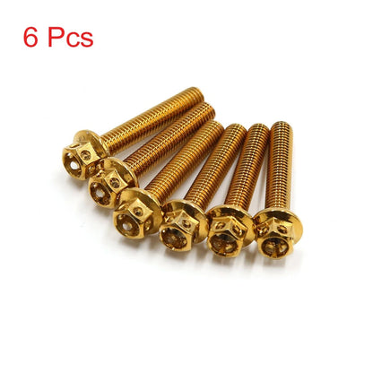 6pcs Gold Stainless Steel Motorcycle Bolts Screws M6x35mm for Motorcycle