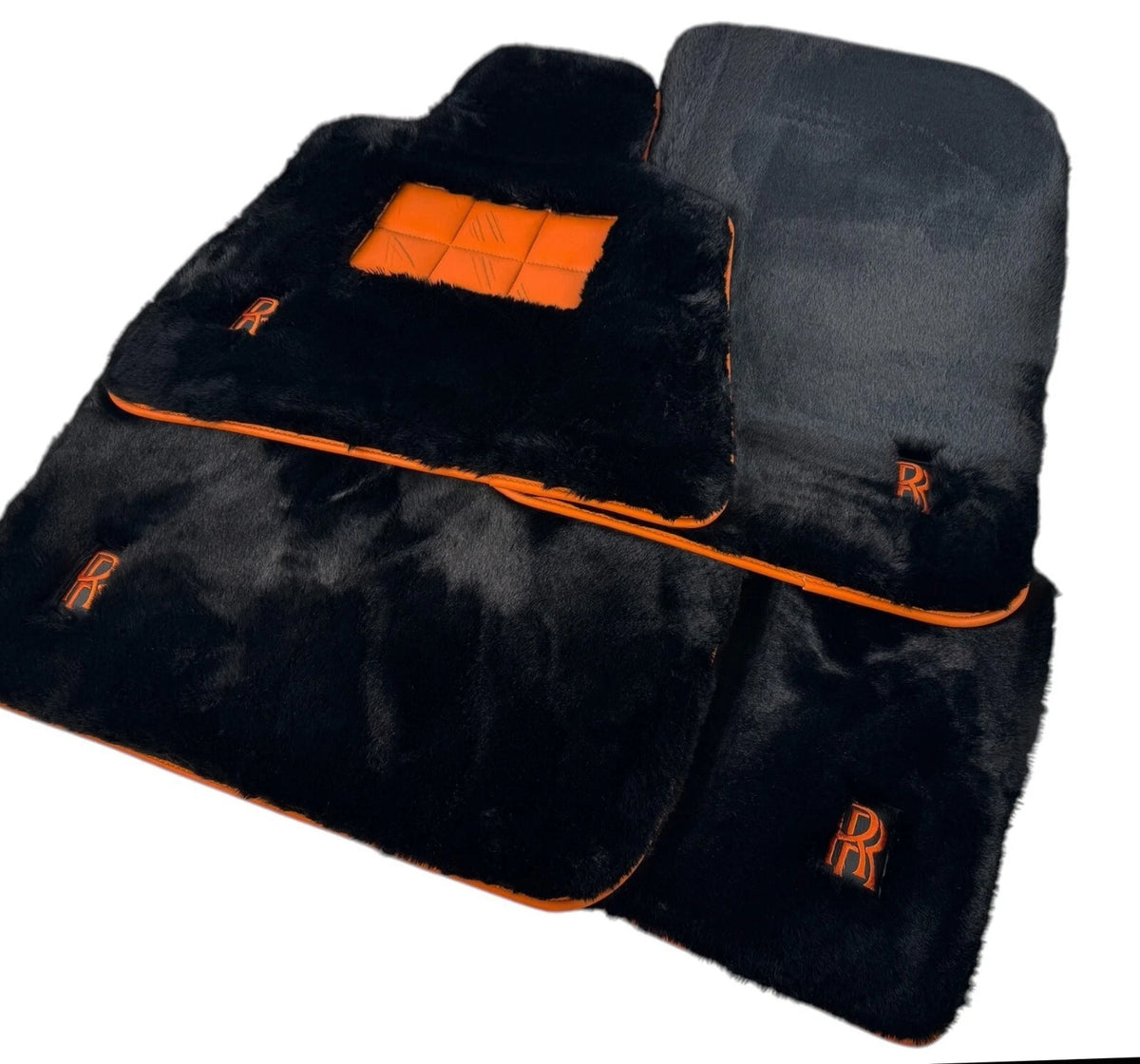 Sheepskin Car Floor Mats for Rolls Royce Ghost Series I - Orange Leather