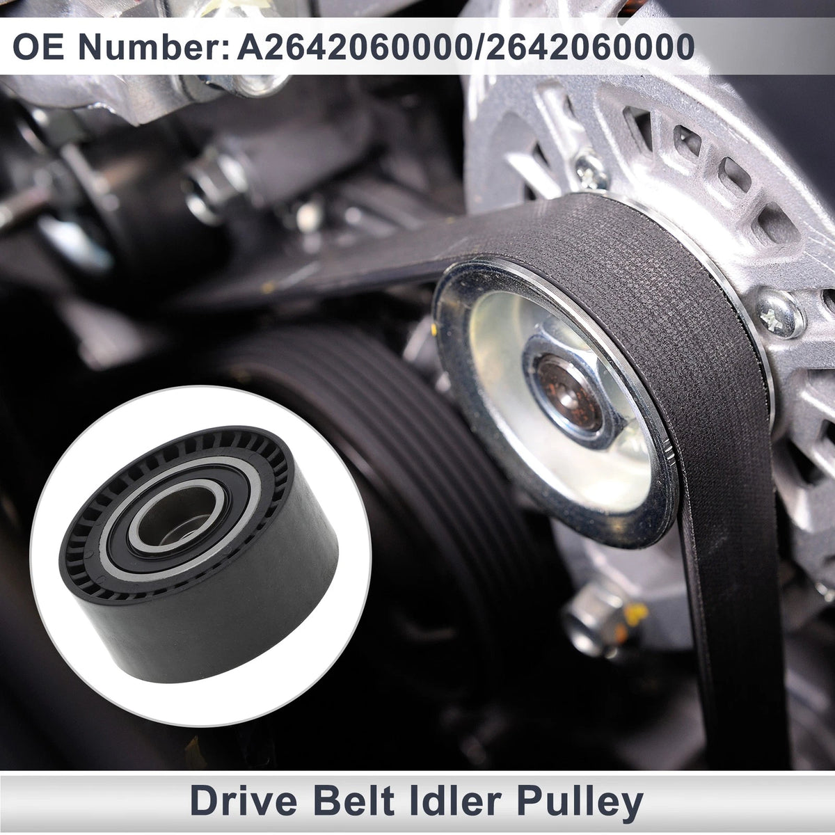 Drive Belt Idler Pulley for Mercedes-Benz C-Class (2017-2023) Black