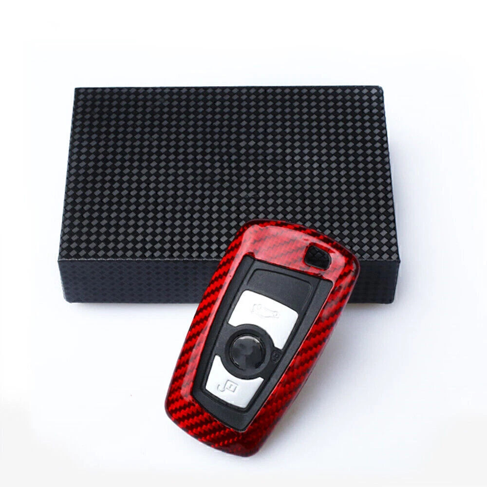 Key Case Shell Cover for BMW 1-7 Series X3 X5 (2010-2023) Carbon Fiber Red