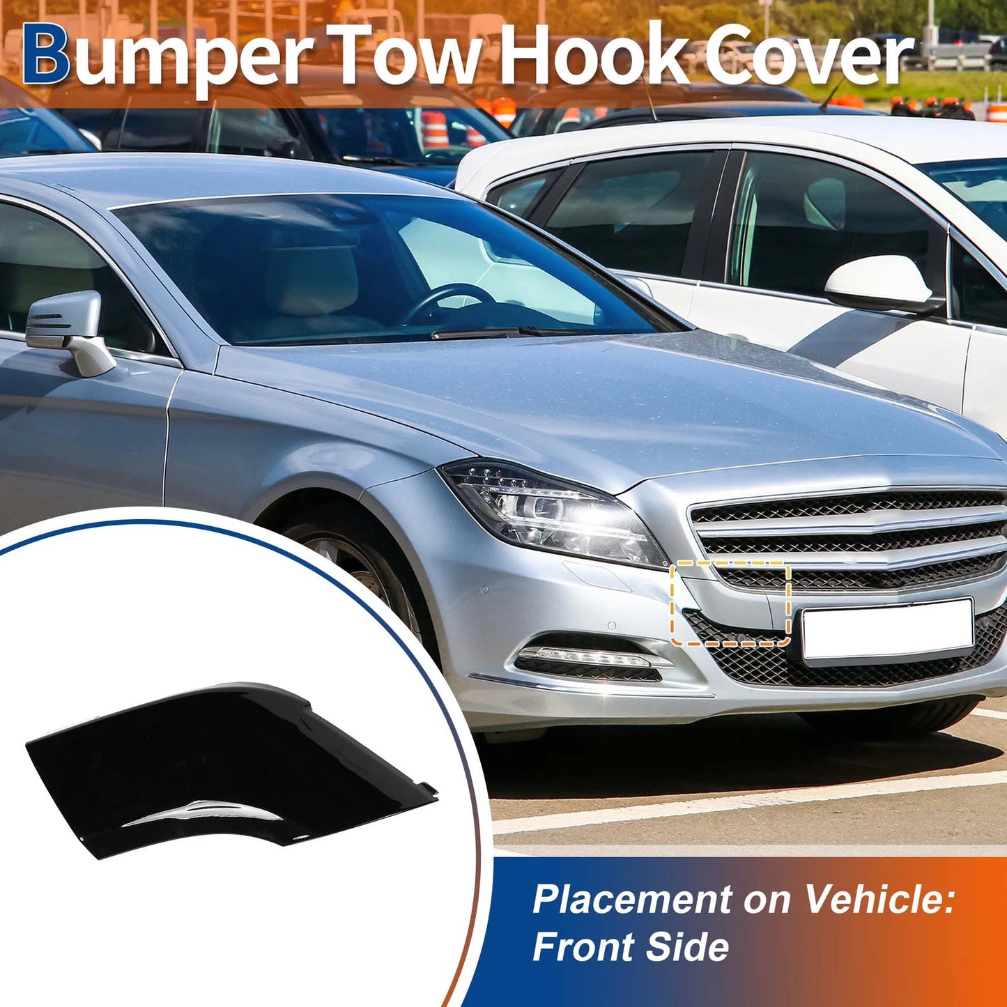 Car Bumper Tow Hook Cover for Mercedes-Benz CLS550 (2012-2018) Black