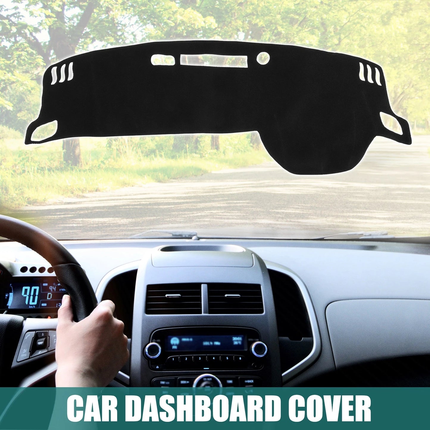 Black Polyester Non-slip Dashboard Cover for Nissan X-Trail (2022-2023)
