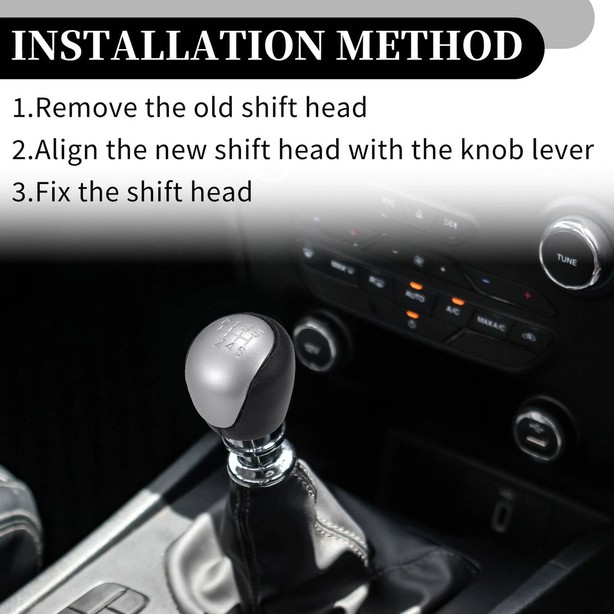6 Speed Manual Gear Shift Knob for Hyundai IX35 (2009-2015) Black Leather