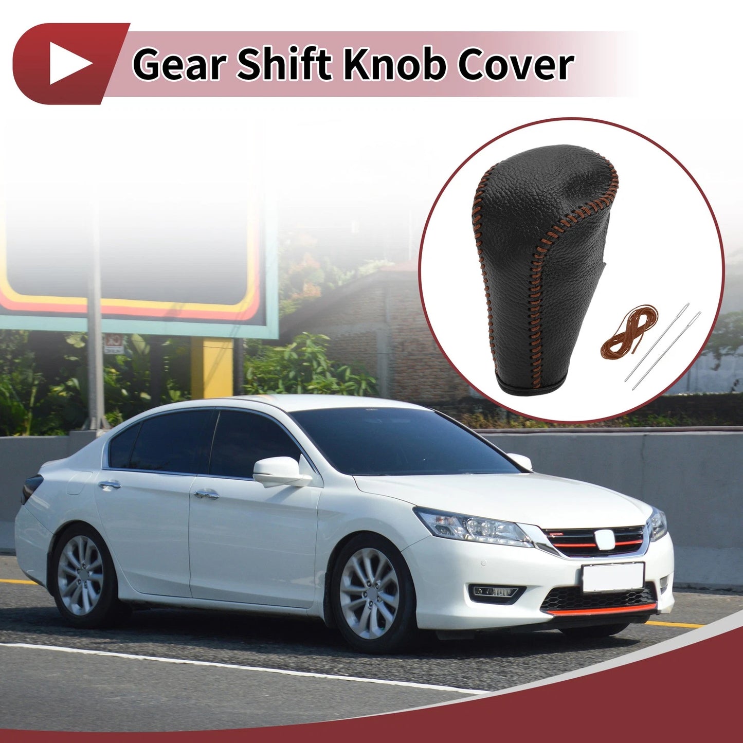 Gear Shift Knob Cover for Honda Accord (2008-2012) Pebbled Black Brown