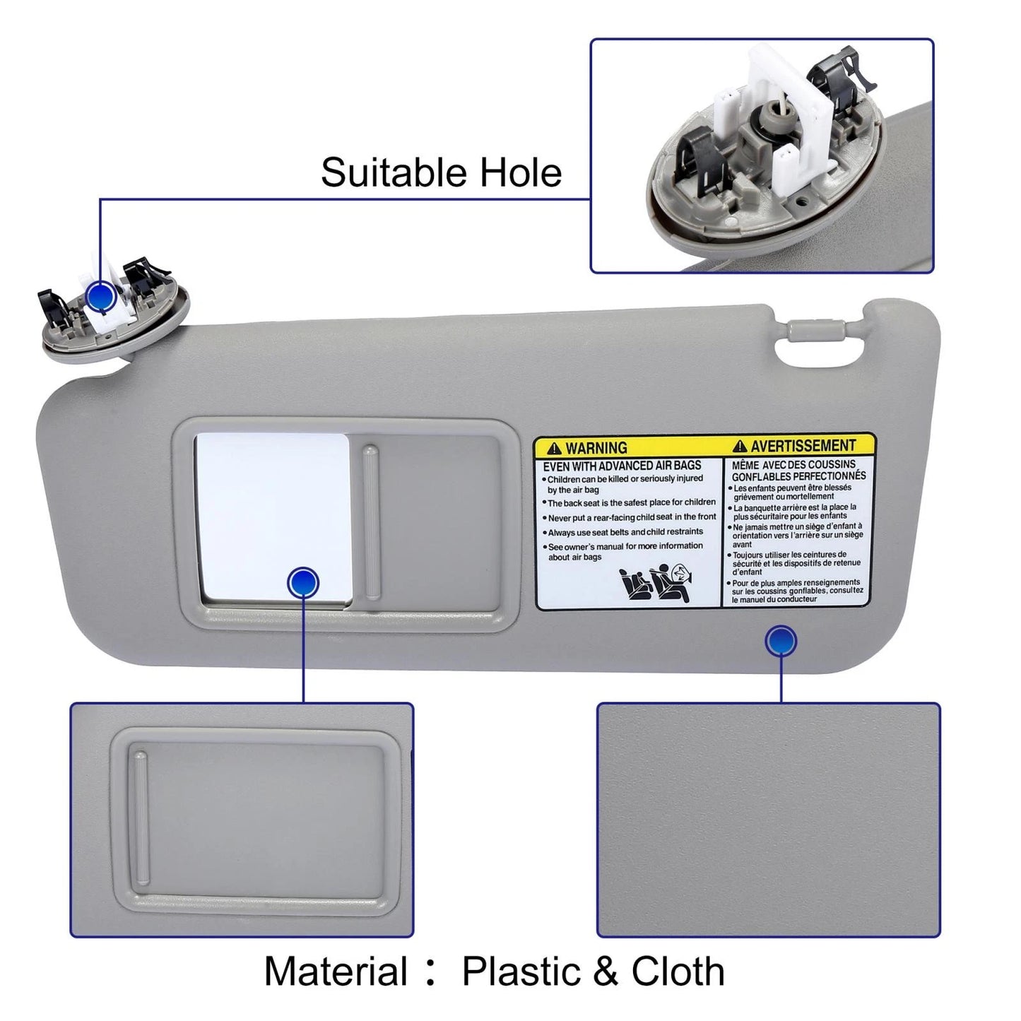Front Left Car Sun Visor for Toyota RAV4 (2006-2012)