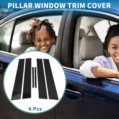 6 Pcs Door Pillar Window Trim for Toyota Reiz (2010-2016) Black