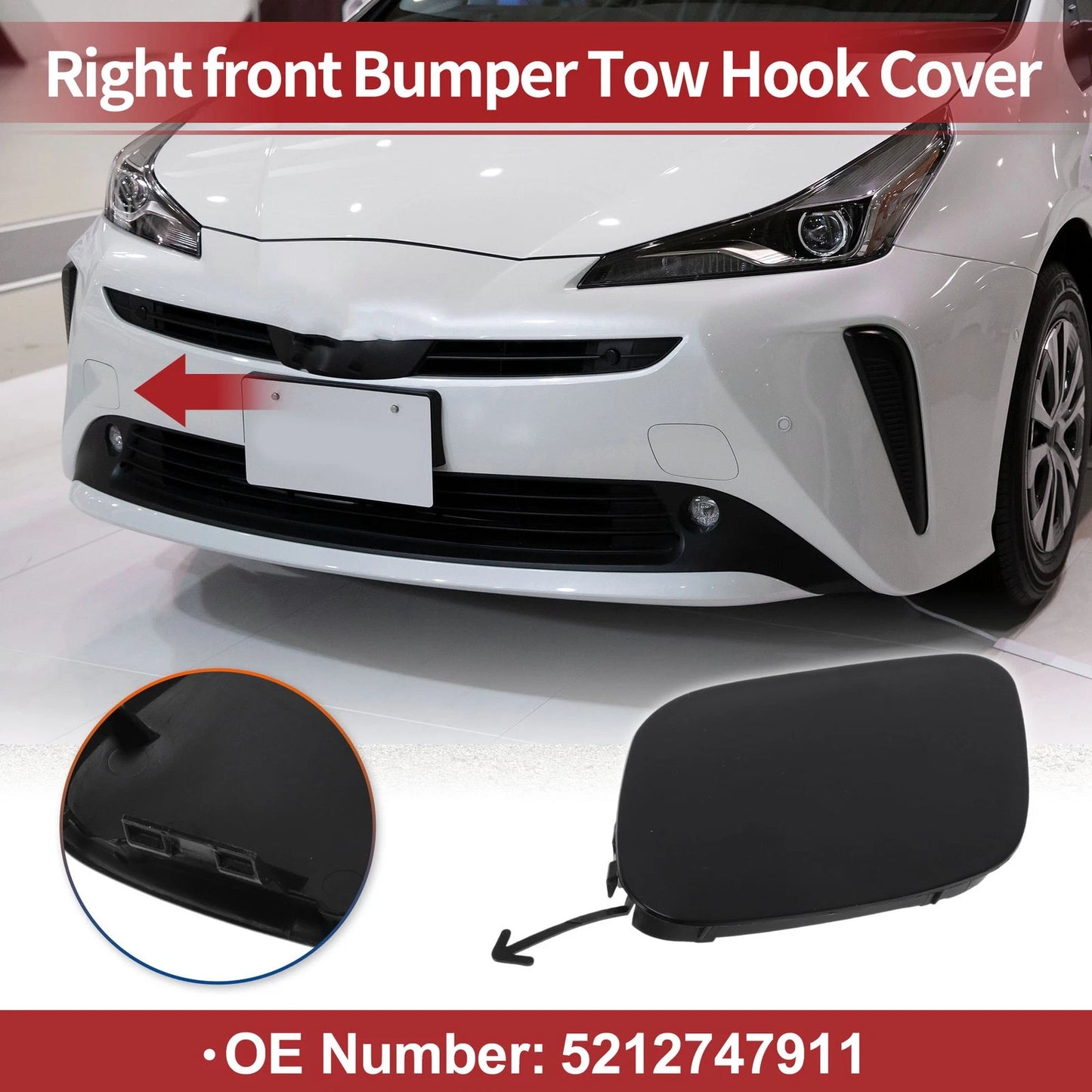 Right Front Tow Hook Cover for Toyota Prius (2019-2022)