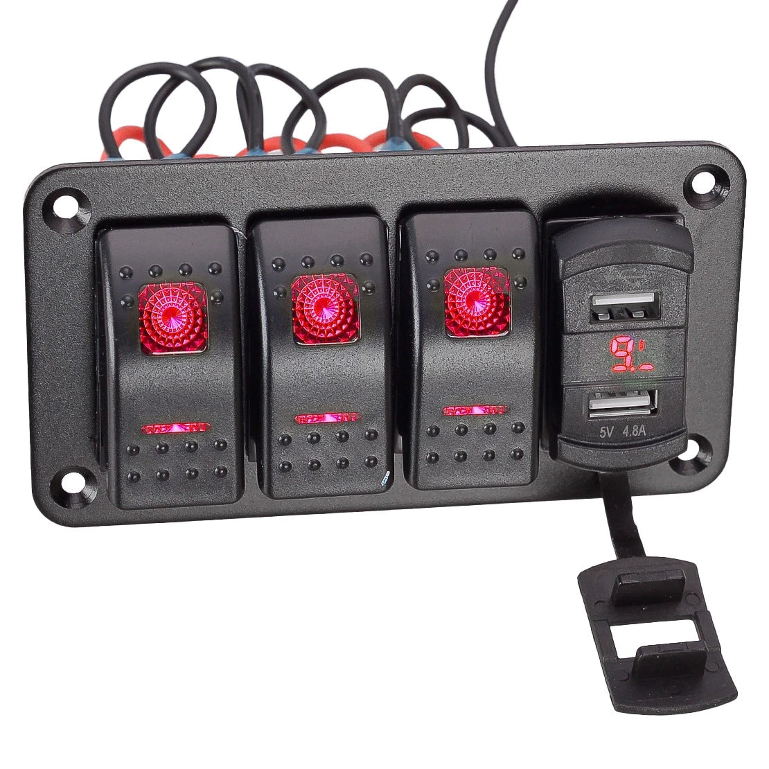 3 Gang Rocker Toggle Switch Panel Dual USB Port for RV Car Marine (2010-2023)