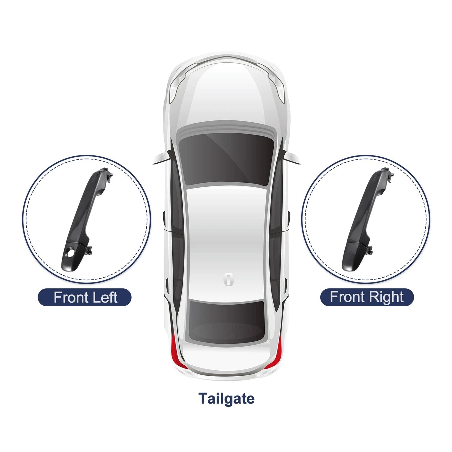 2 x Exterior Door Handles for Toyota Camry Black