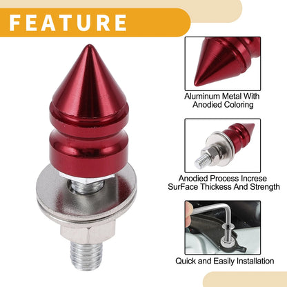 License Plate Screws Cover M6 45mm Red 4 Pcs for Universal Motorcycle