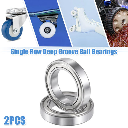 2 x 40x62x12mm 6908ZZ Car Single Row Deep Groove Ball Bearings Silver Tone