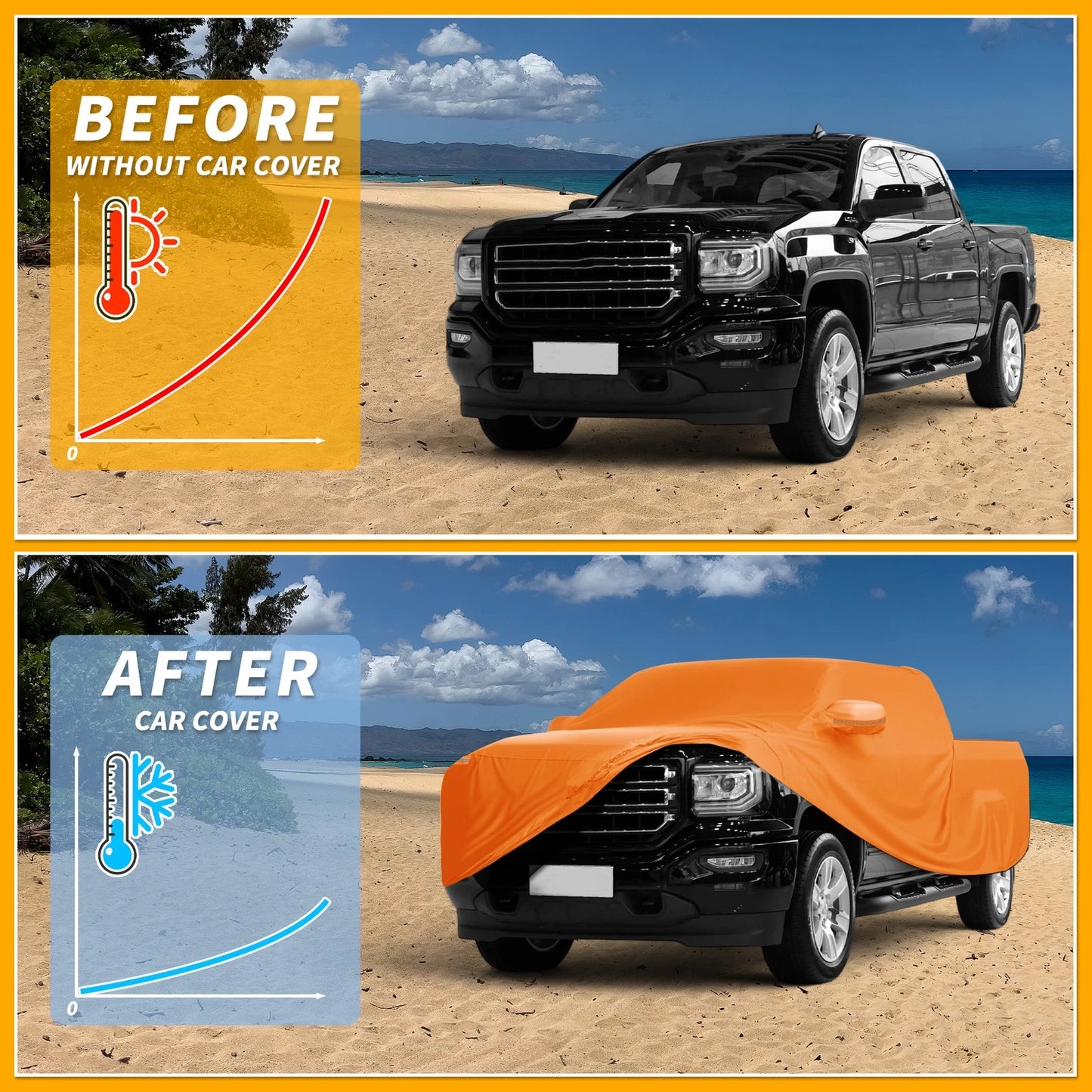 Car Cover Waterproof All Weather 210D-PU Zipper for GMC Sierra
