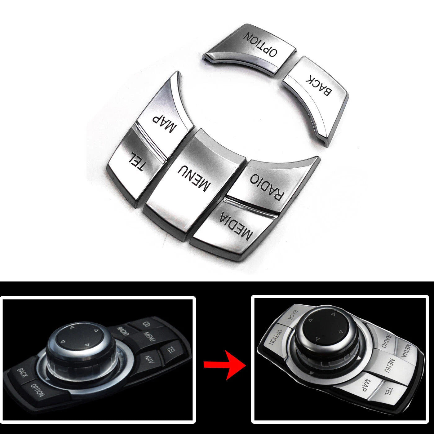 Car iDrive Multi-Media Buttons Cover Trim for BMW Series 2 3 4 5 6 X5 X6