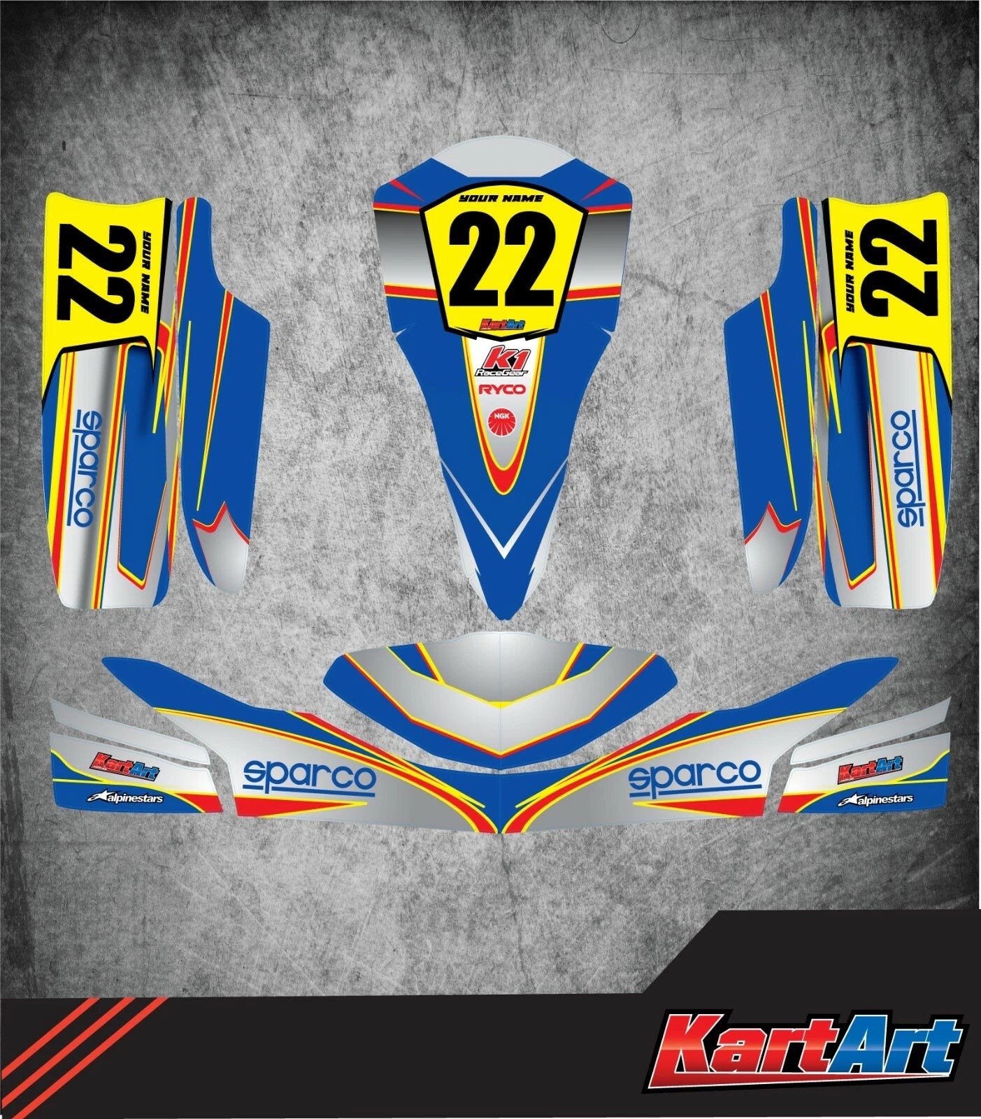 APEX STYLE Decals Stickers for Tony Kart OTK Cadet Rookie (2010-2014)