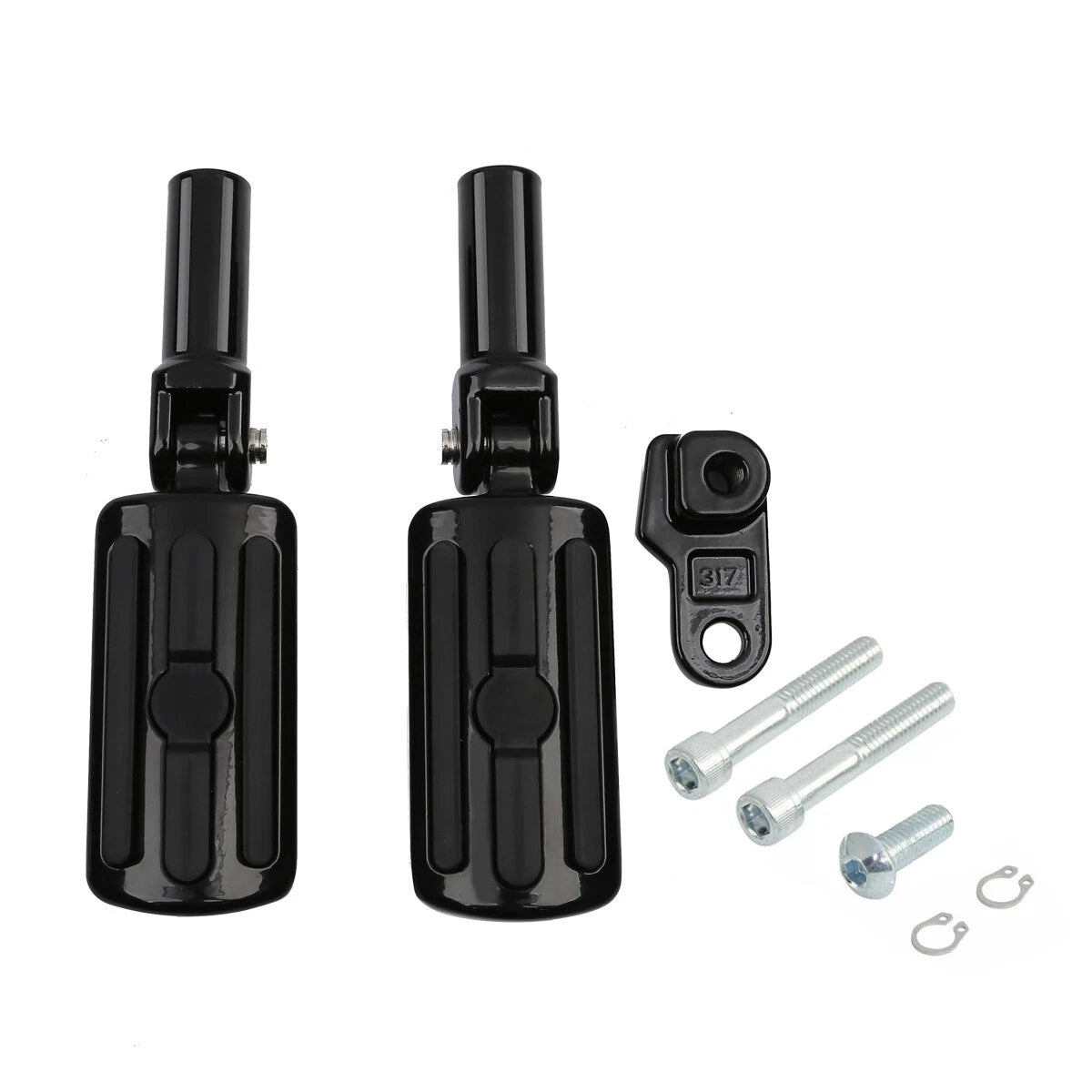 Black Footpegs Mounts for Harley Softail Slim, Cross Bones (2012-2017, 2008-2011)