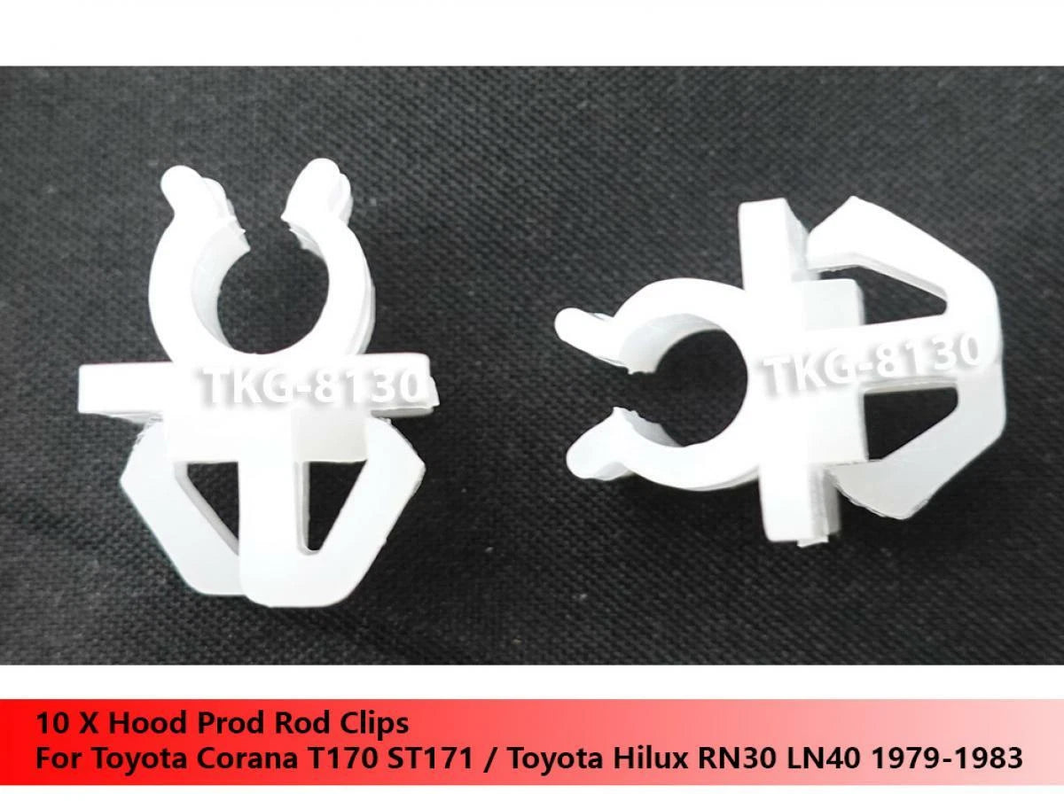 10 x BonnetProd Rod Clips for Toyota Corona T170, Hilux RN30, LN40 (1979-1983)