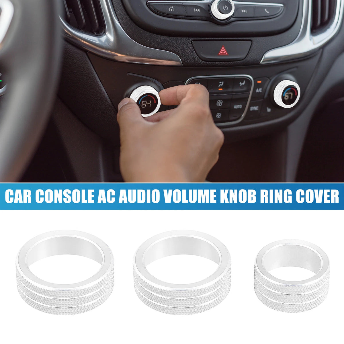 Volume Knob Ring Cover for Chevy Malibu 2017-2022 Silver Tone (2017-2022)