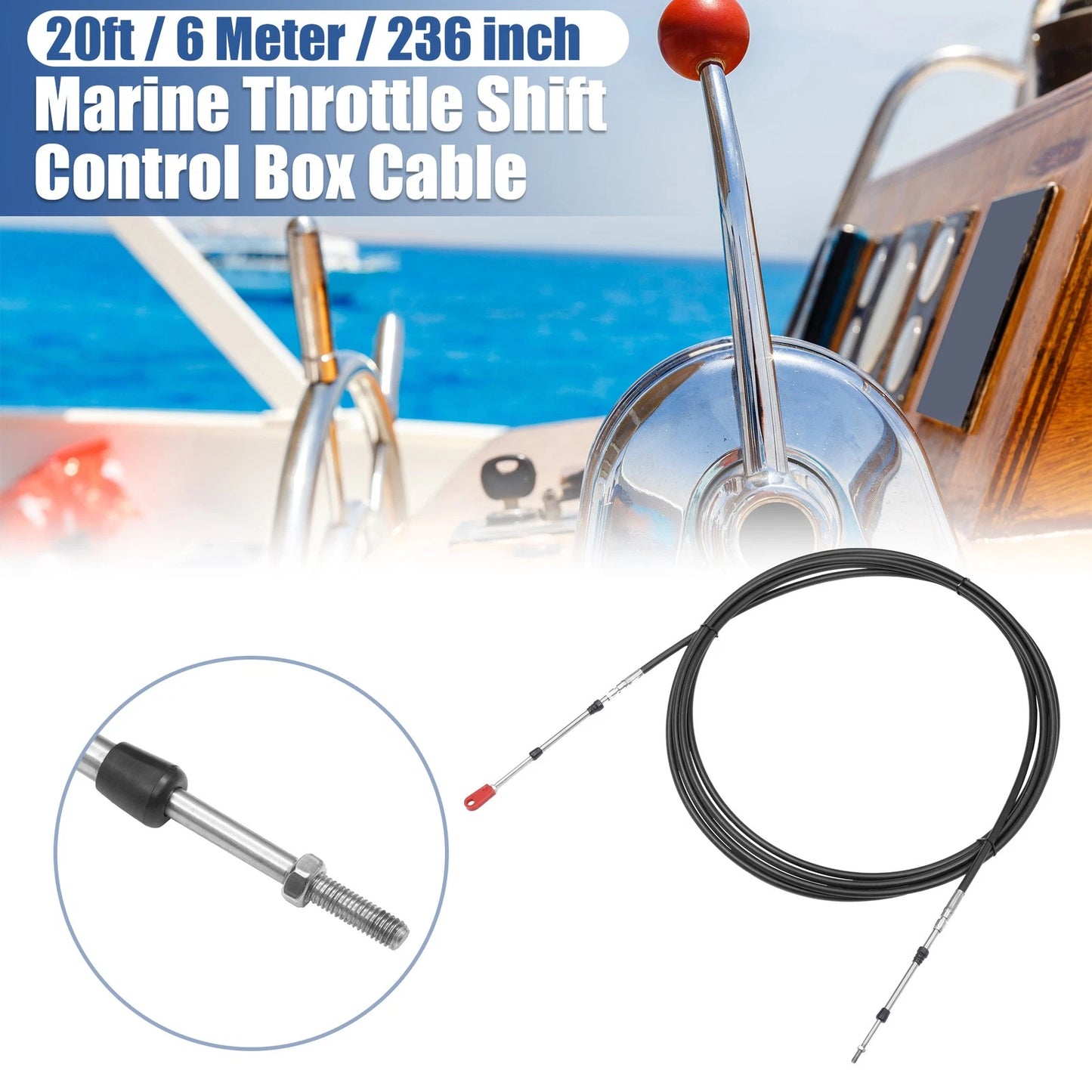 Marine Throttle Shift Control Box Cable 20ft 236 Inch for Make Model