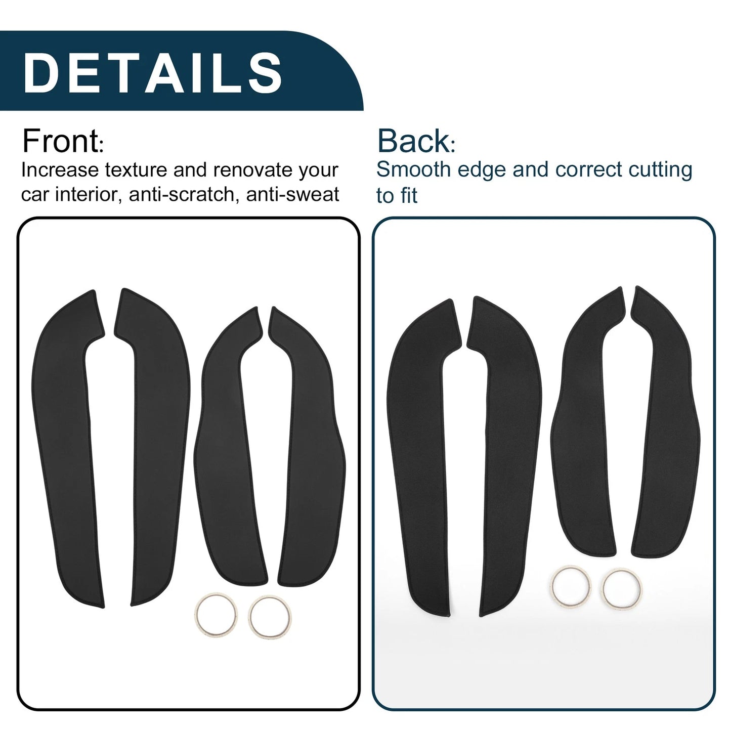 Car Door Anti Kick Pad Sticker Protector for Ford Edge (2015) - Black Set
