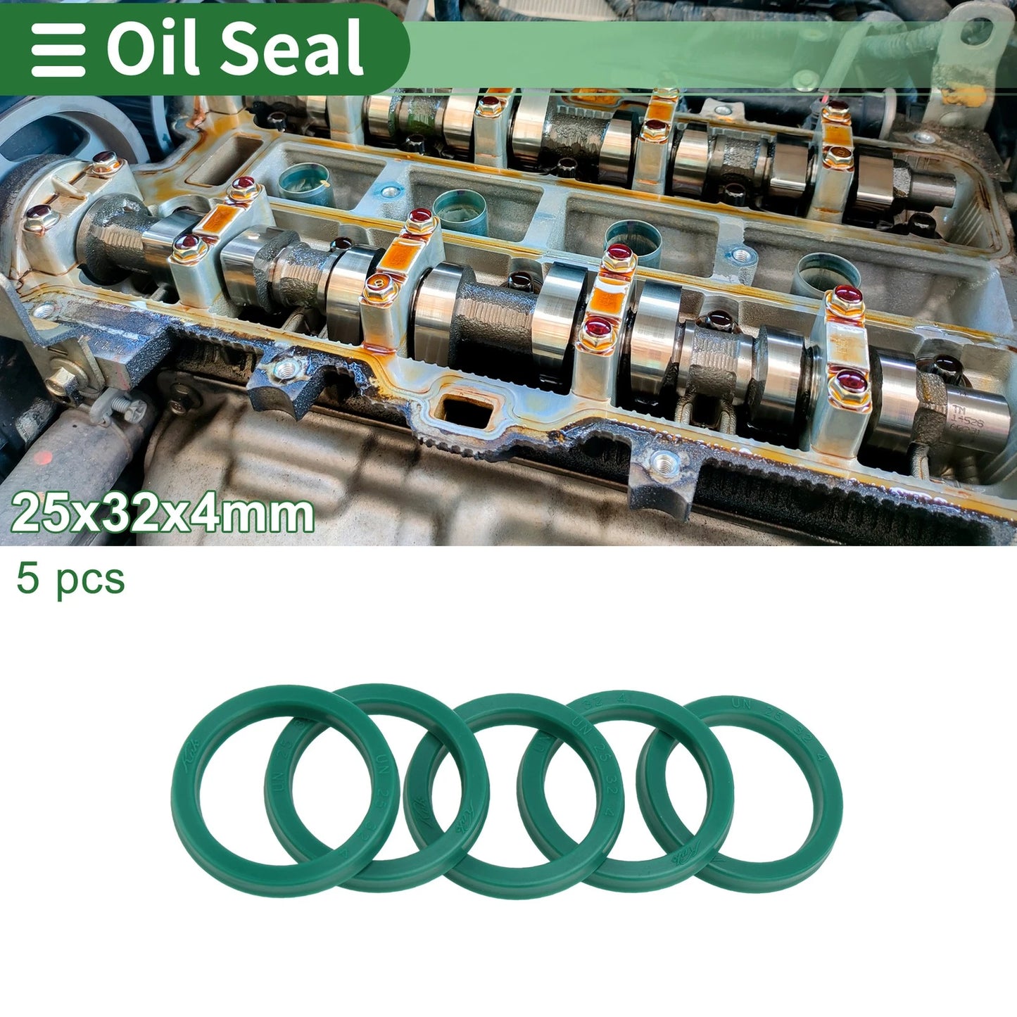 Oil Seal Rotary Shaft TPU / 25x32x4mm / 5 Pcs / Green HP for Model