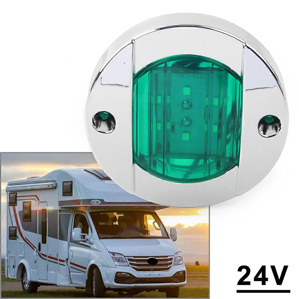 24V Green LED Side Marker Lights for Truck Trailer RV Boat