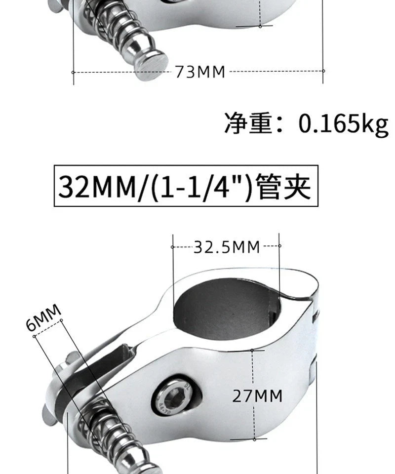 Boat Bimini Top Fitting Hinged Jaw Slide Marine Rail Mount Hardware 2 Pcs
