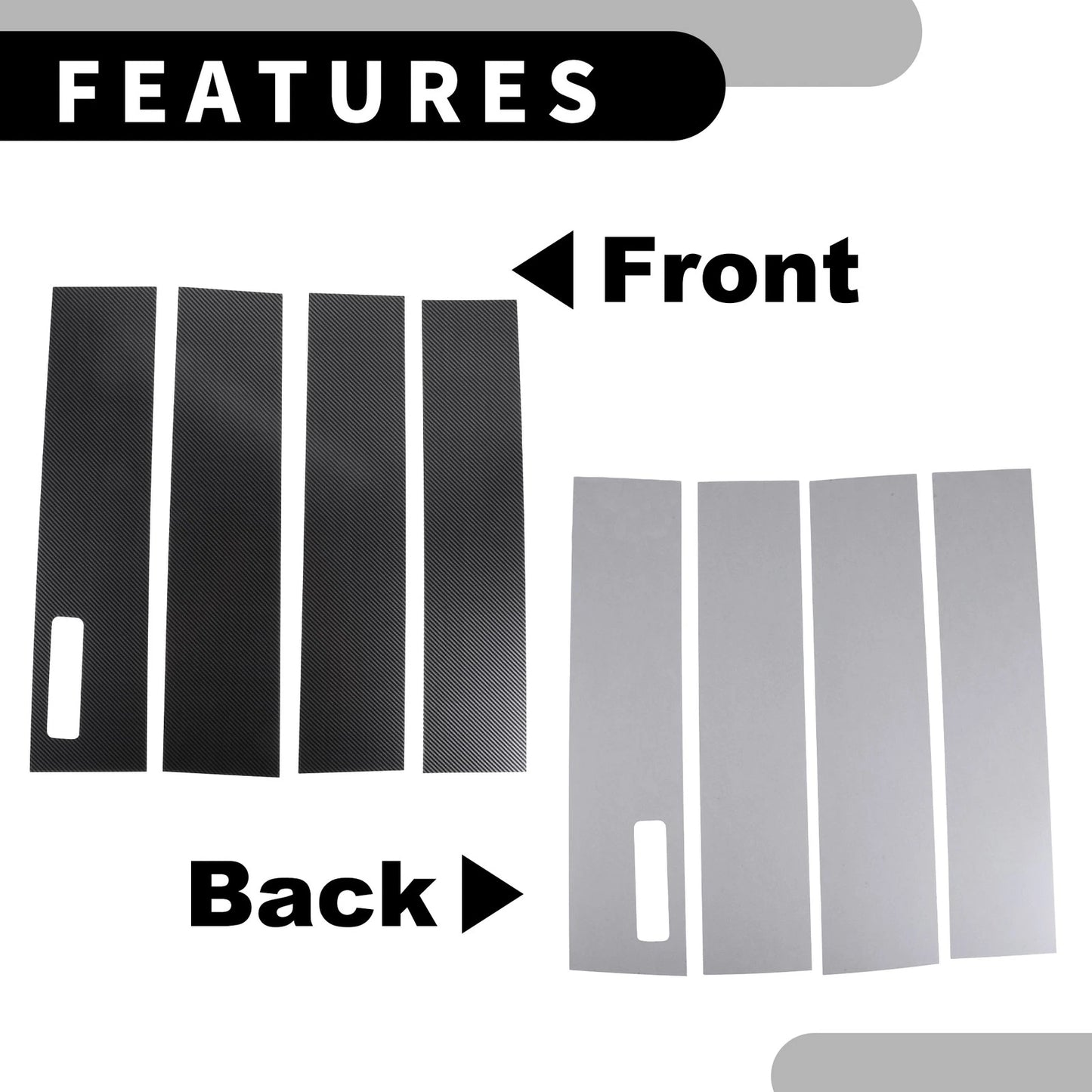 4pcs Car Pillar Window Trim Covers for Ford F-150 (2015-2021) Black Carbon Fiber