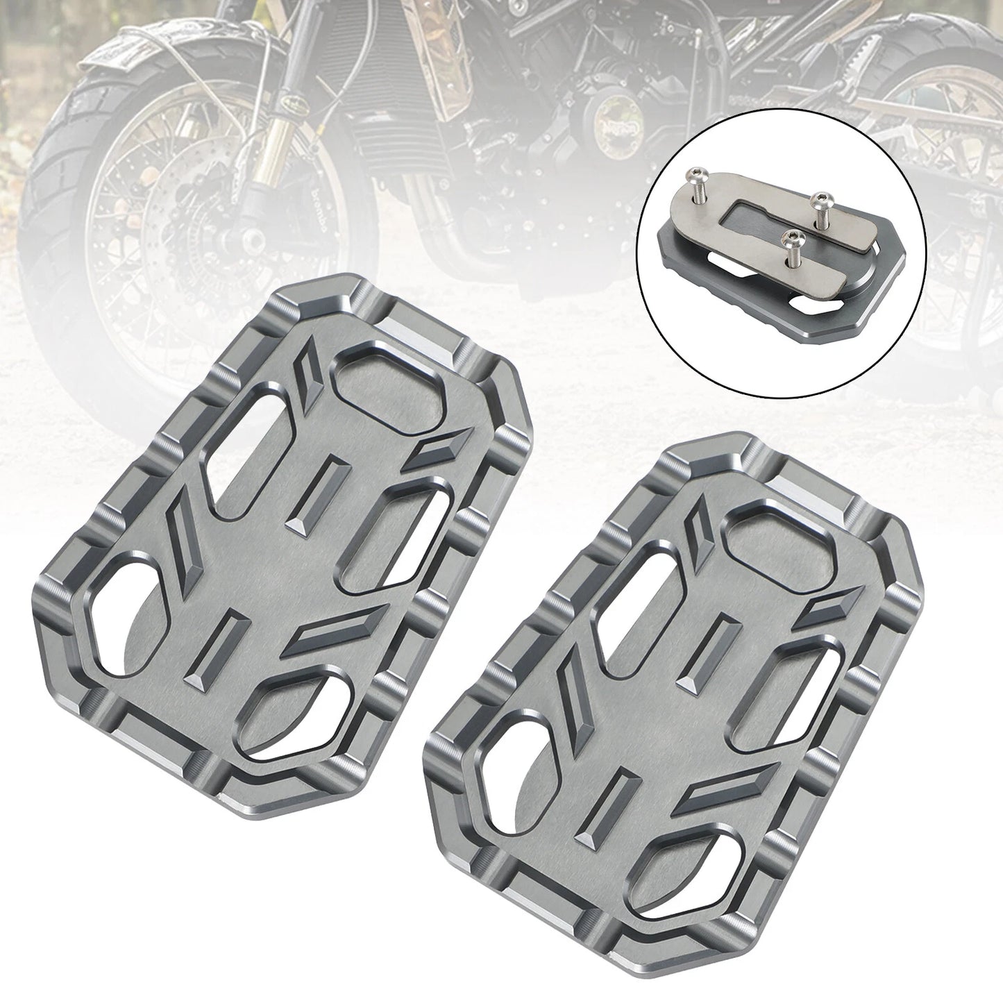 Enlarge Foot Pegs 2 x Silver for Triumph Scrambler Tiger (2017-2023)