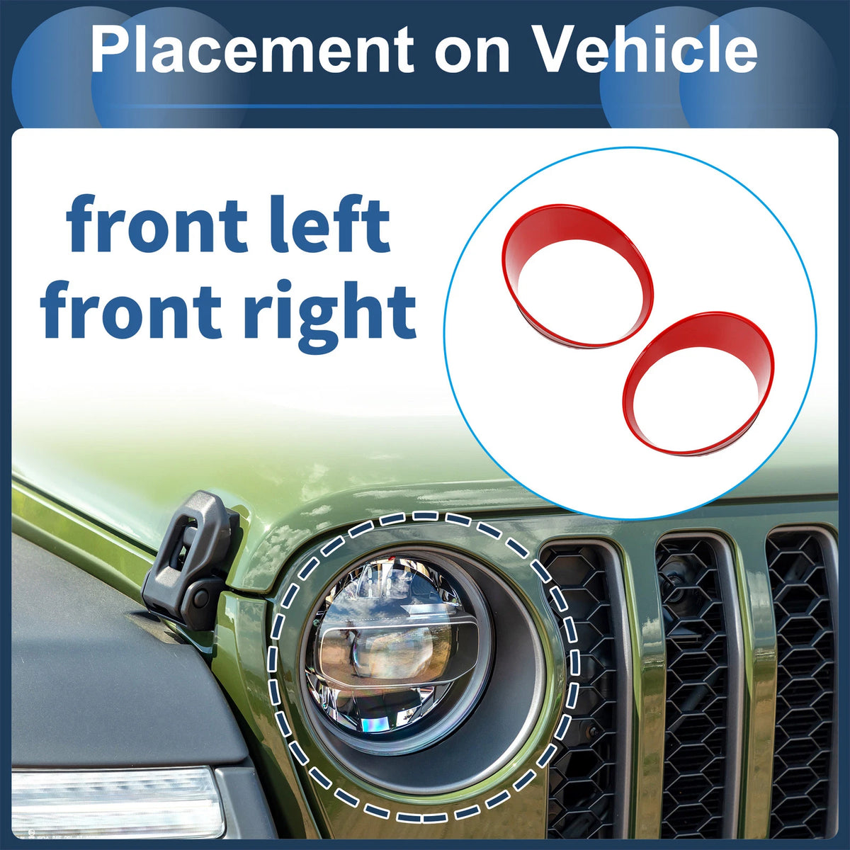 2 x Car Front Left & Right Headlight Trim Bezels for Jeep Wrangler (2028)