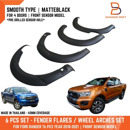 Matte Black Fender Flares for Ford Ranger Ute PX3 (2018-2021)