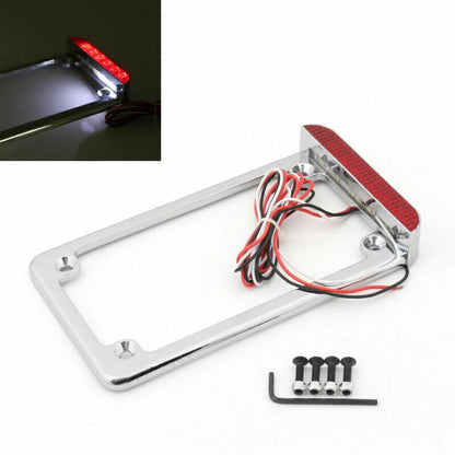 3" Universal Motorcycle License Plate with Rear Brake Light for AH