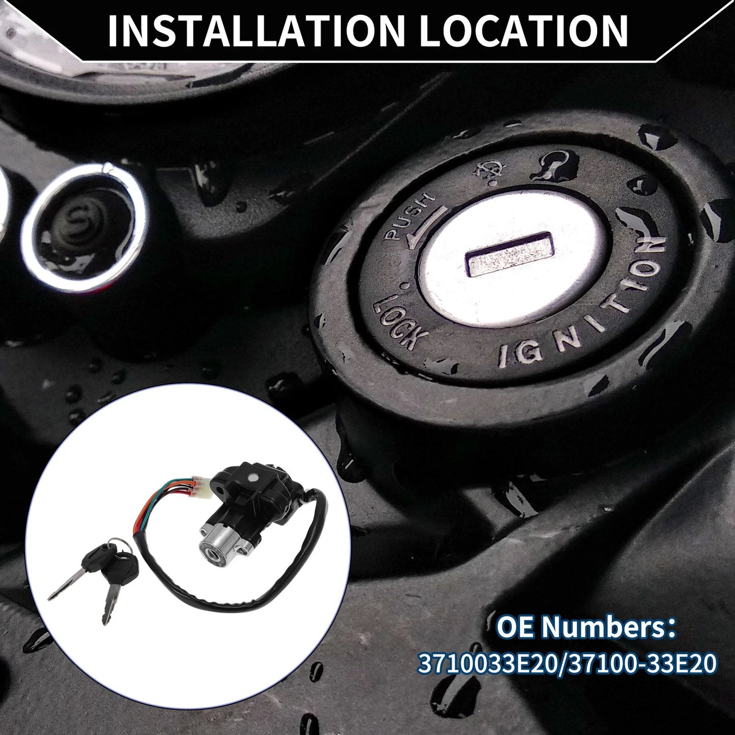 Ignition Key Switch for Suzuki GSXR600 (2004-2005, 2008-2015) 1 Set