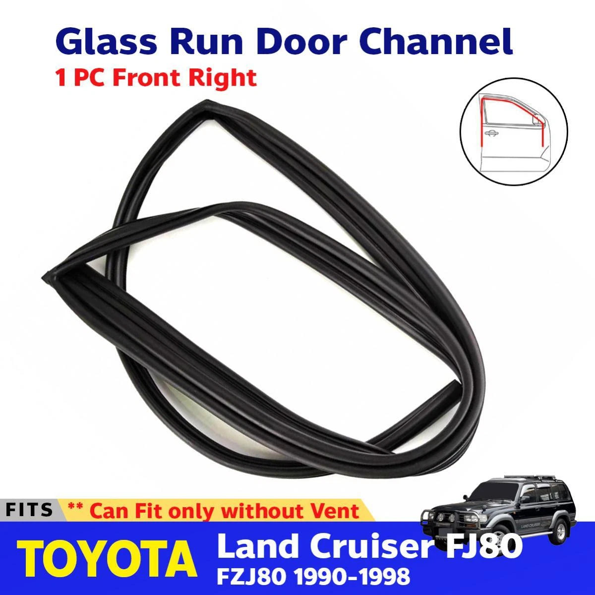 Right Front Door Glass Run Channel Fits Toyota Land Cruiser FJ80 HZJ 1990- 98