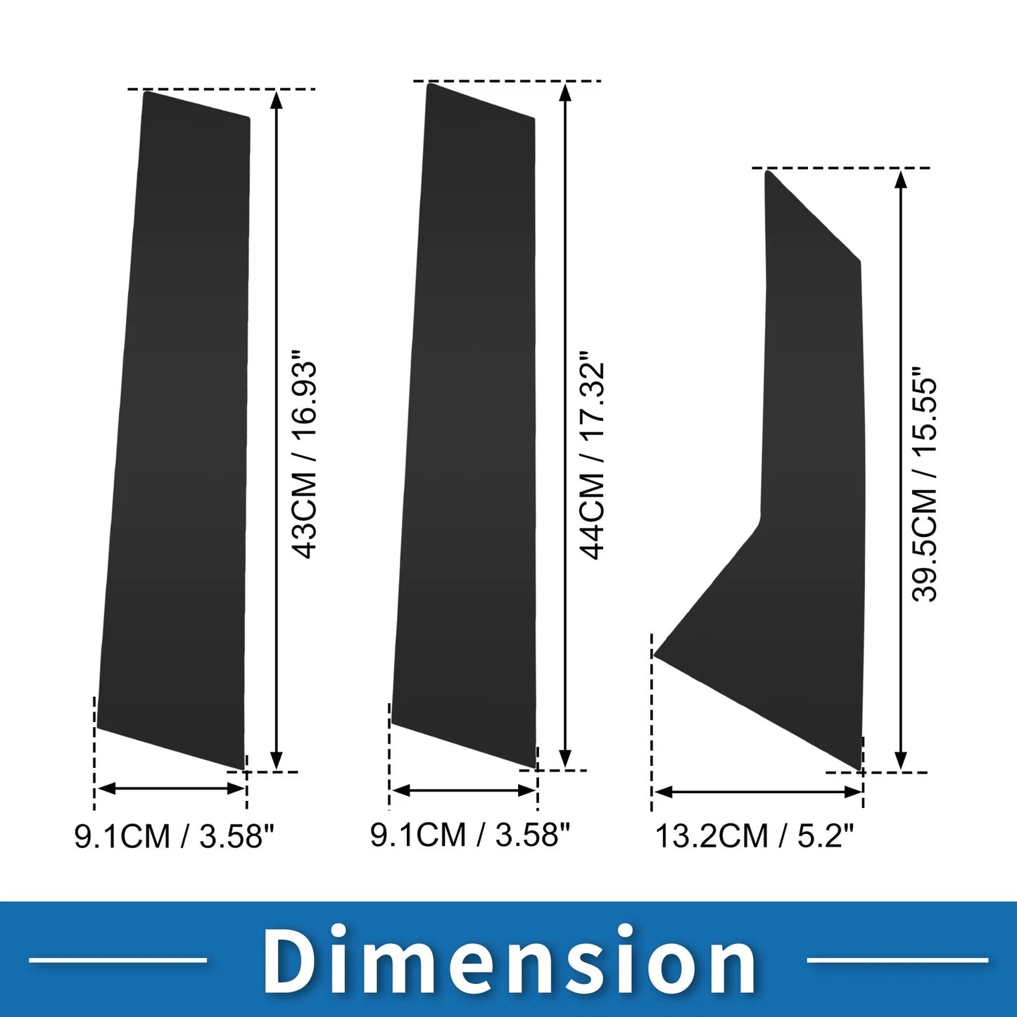 6pcs Door Pillar Window Trim for Ford Mondeo (2008-2013) Black